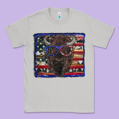 Bison With American Flag And Glasses Classic Tee Designed By Ranaportraitstore