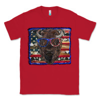 Red bison with american flag and glasses Classic Tee - RanaPortraitStore