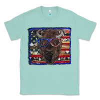 Seafoam bison with american flag and glasses Classic Tee - RanaPortraitStore