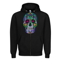 Black sugar skull Zipper Hoodie - FaDigitalArtStudio