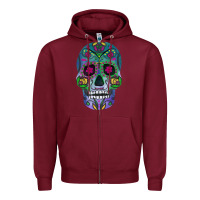 Burgundy sugar skull Zipper Hoodie - FaDigitalArtStudio