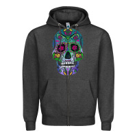 Charcoal Heather sugar skull Zipper Hoodie - FaDigitalArtStudio