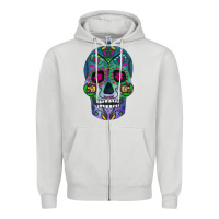 Dove Grey sugar skull Zipper Hoodie - FaDigitalArtStudio