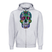 Heather Grey sugar skull Zipper Hoodie - FaDigitalArtStudio