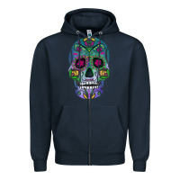 Navy sugar skull Zipper Hoodie - FaDigitalArtStudio