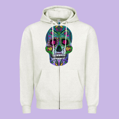 Sugar Skull Zipper Hoodie Designed By Fadigitalartstudio