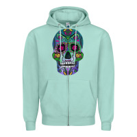 Seafoam sugar skull Zipper Hoodie - FaDigitalArtStudio