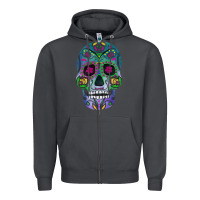 Smoke sugar skull Zipper Hoodie - FaDigitalArtStudio