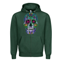 Sports Green sugar skull Zipper Hoodie - FaDigitalArtStudio