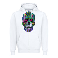 White sugar skull Zipper Hoodie - FaDigitalArtStudio
