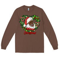 Chestnut merry christmas african american santa with wreath Long Sleeve Tee - RanaPortraitStore