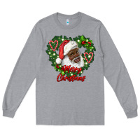 Heather Grey merry christmas african american santa with wreath Long Sleeve Tee - RanaPortraitStore