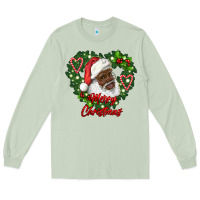 Matcha merry christmas african american santa with wreath Long Sleeve Tee - RanaPortraitStore