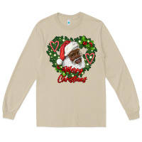 Mushroom merry christmas african american santa with wreath Long Sleeve Tee - RanaPortraitStore