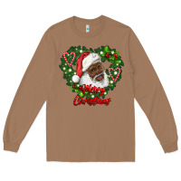 Toasted Coconut merry christmas african american santa with wreath Long Sleeve Tee - RanaPortraitStore