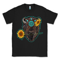 Black bison head with sunflowers and gemstone Classic Tee - RanaPortraitStore