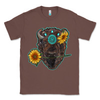 Chestnut bison head with sunflowers and gemstone Classic Tee - RanaPortraitStore