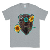 Heather Grey bison head with sunflowers and gemstone Classic Tee - RanaPortraitStore