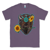 Lavender bison head with sunflowers and gemstone Classic Tee - RanaPortraitStore