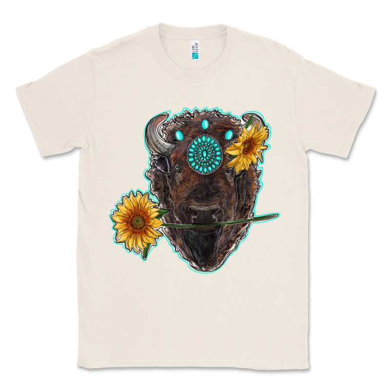 Bison Head With Sunflowers And Gemstone Classic Tee by RanaPortraitStore | Teevron