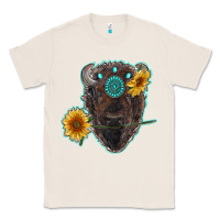 Natural bison head with sunflowers and gemstone Classic Tee - RanaPortraitStore