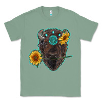 Sage bison head with sunflowers and gemstone Classic Tee - RanaPortraitStore