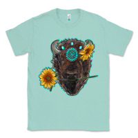 Seafoam bison head with sunflowers and gemstone Classic Tee - RanaPortraitStore