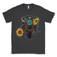 Smoke bison head with sunflowers and gemstone Classic Tee - RanaPortraitStore