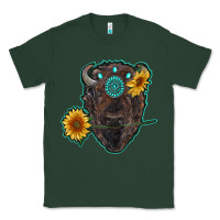 Sports Green bison head with sunflowers and gemstone Classic Tee - RanaPortraitStore