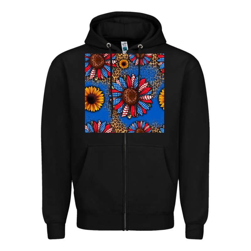 Usa Sunflowers Seamless Pattern Zipper Hoodie by HRA Design Shop | Teevron