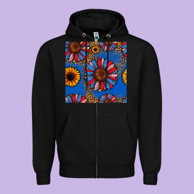 Usa Sunflowers Seamless Pattern Zipper Hoodie Designed By Hra Design Shop