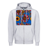 Heather Grey usa sunflowers seamless pattern Zipper Hoodie - HRA Design Shop