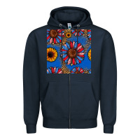 Navy usa sunflowers seamless pattern Zipper Hoodie - HRA Design Shop
