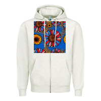 Oatmeal Heather usa sunflowers seamless pattern Zipper Hoodie - HRA Design Shop