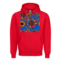 Red usa sunflowers seamless pattern Zipper Hoodie - HRA Design Shop