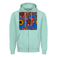 Seafoam usa sunflowers seamless pattern Zipper Hoodie - HRA Design Shop