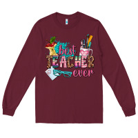 Burgundy best teacher ever Long Sleeve Tee - AdoDesignShop