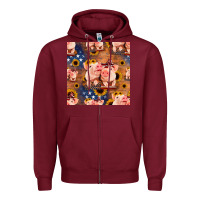 Burgundy american pigs seamless pattern Zipper Hoodie - HRA Design Shop