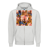 Dove Grey american pigs seamless pattern Zipper Hoodie - HRA Design Shop