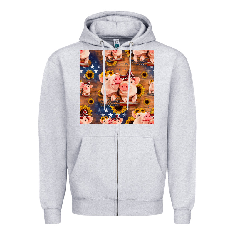 American Pigs Seamless Pattern Zipper Hoodie by HRA Design Shop | Teevron