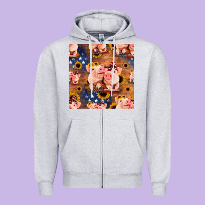 American Pigs Seamless Pattern Zipper Hoodie Designed By Hra Design Shop