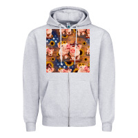 Heather Grey american pigs seamless pattern Zipper Hoodie - HRA Design Shop