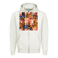 Oatmeal Heather american pigs seamless pattern Zipper Hoodie - HRA Design Shop