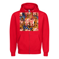 Red american pigs seamless pattern Zipper Hoodie - HRA Design Shop