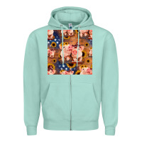 Seafoam american pigs seamless pattern Zipper Hoodie - HRA Design Shop
