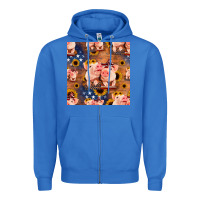 True Royal american pigs seamless pattern Zipper Hoodie - HRA Design Shop
