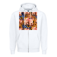 White american pigs seamless pattern Zipper Hoodie - HRA Design Shop