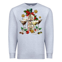 Heather Grey Christmas martini  and martini bottle Premium Sweatshirt - AdoDesignShop