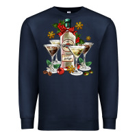Navy Christmas martini  and martini bottle Premium Sweatshirt - AdoDesignShop
