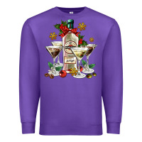 Purple Christmas martini  and martini bottle Premium Sweatshirt - AdoDesignShop